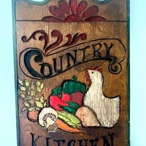 Vintage Antique Wooden Wall Decor “Country Cooking”
